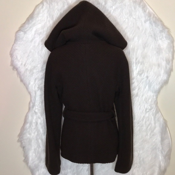 Bcbgmaxazia Brown Knit With Hoodie Sweater Coat - Picture 5 of 8